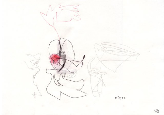 refugee – drawing - zeichnung kerstin müller